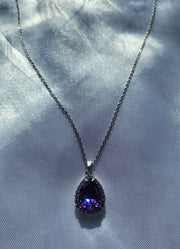 Purple teardrop pendant necklace