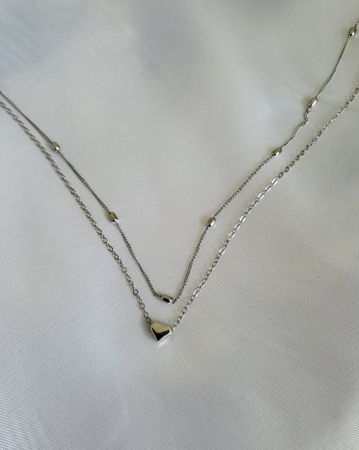 Double chain heart necklace