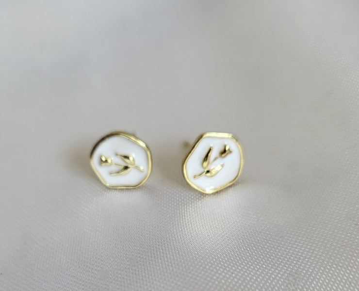 Golden rose plated earrings