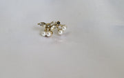 Golden pearl cherry earrings
