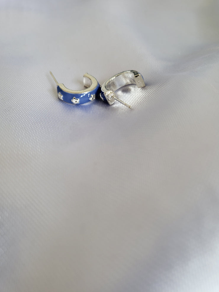 Small blue hoop earrings