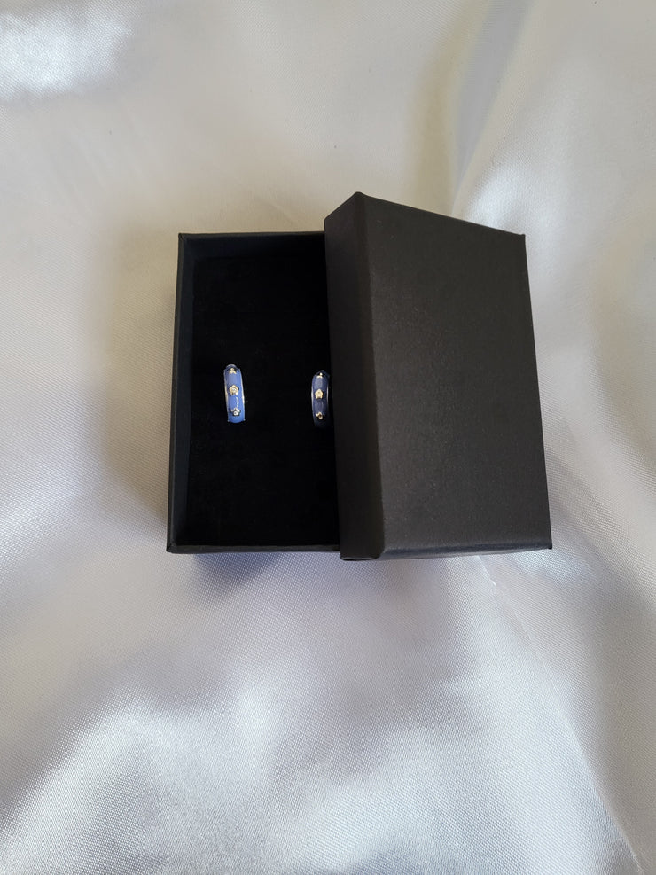 Small blue hoop earrings