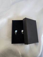 Blue heart bow earrings