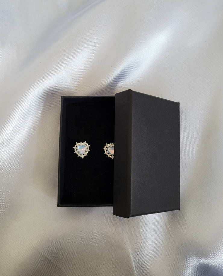 Blue heart charm earrings