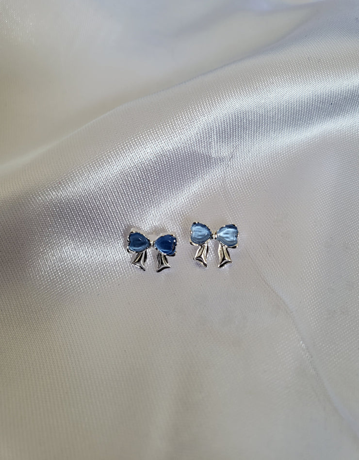 Blue bow earrings