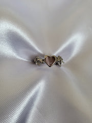 Pink and silver heart ring