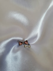 Double bow rhinestone ring