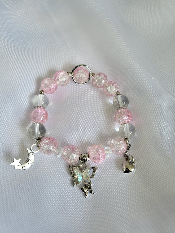 Pink butterfly charm bracelet