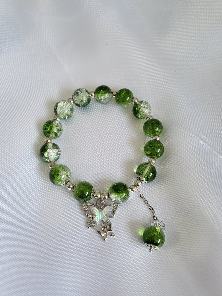 Emerald butterfly charm bracelet