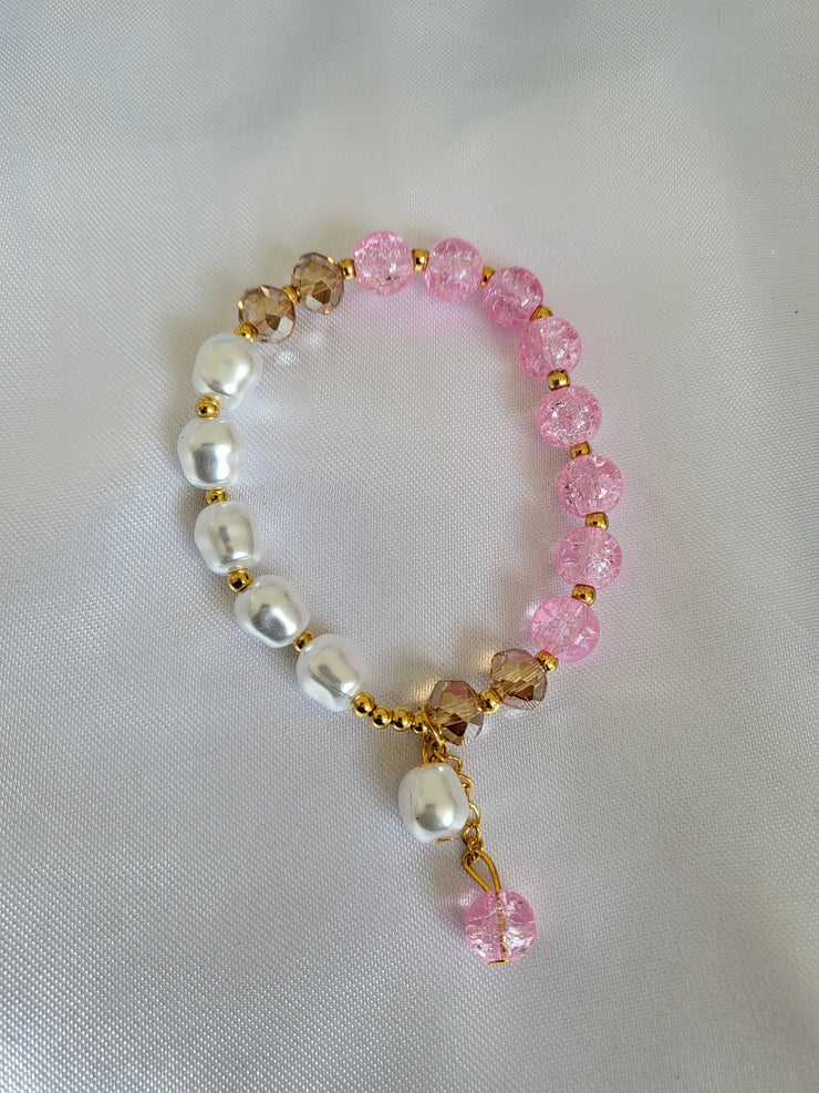 Pink pearl beaded bracelet